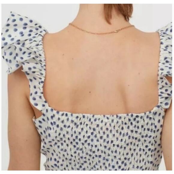 H&M Linen Blend Polka Dot White Blouse Size L - Picture 10 of 10
